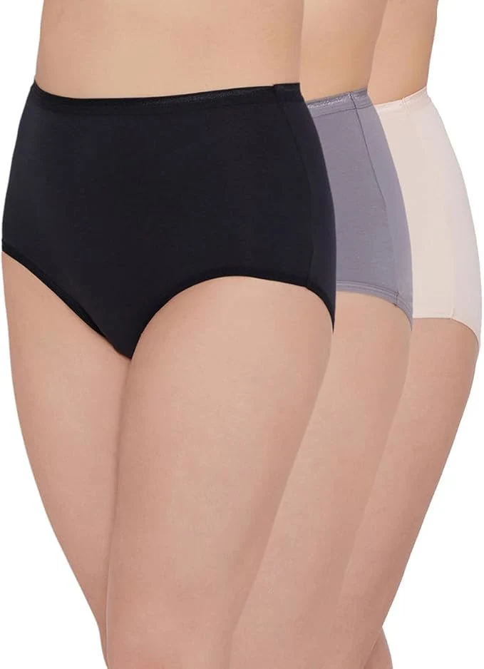 Wacoal Women Cotton High Waist Full Coverage Everyday Wear 3 Pack Maxi Briefs